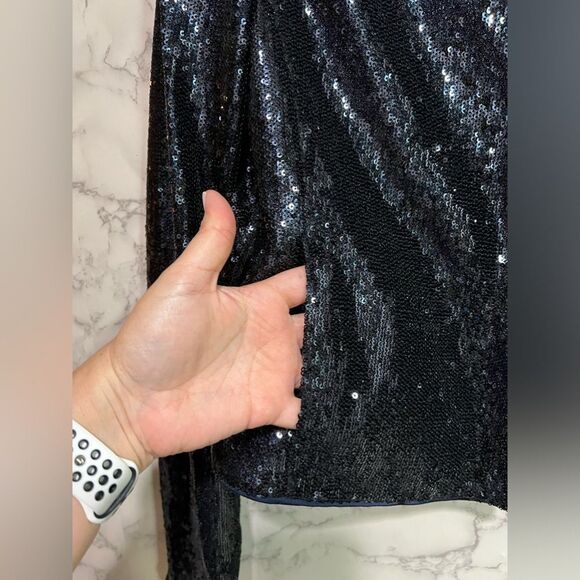 St. Emile Blue Sequin Short Cropped Jacket Size 6 - Picture 4 of 10